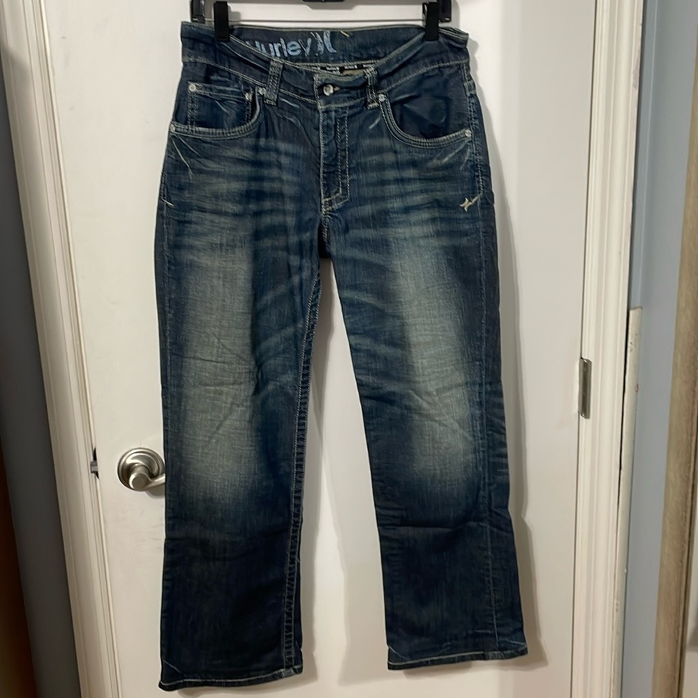 Men's Hurley Relaxed Fit Jeans / Distressed Dark Blue